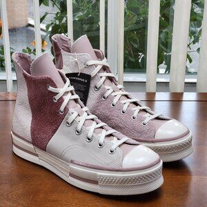 Converse Men's Chuck 70 Plus High Asymmetric Leather A01346C Stone Mauve Size 10